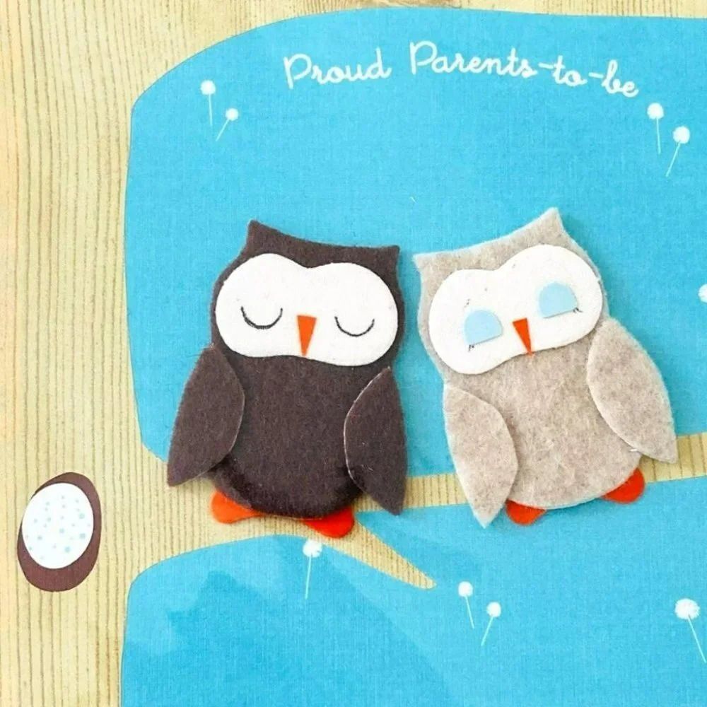 Congratulations 3D Felt Baby Owl Greeting Card